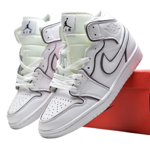 JORDAN 1 BIANCHE CON RIFINITURE NERE